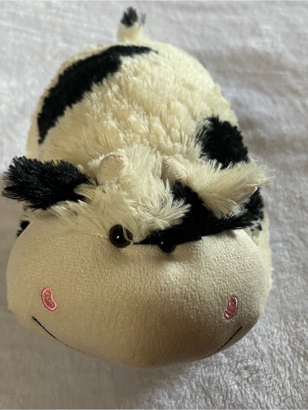 Pillow Pets PeeWees COZY COW 12" Plush Stuffed Animal CLEAN Black White Dots